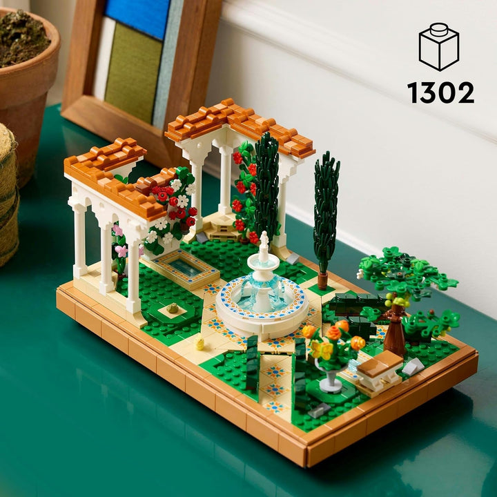 LEGO Icons Fountain Garden - Set de construcție în miniatură pentru adulți cu frunze, chiparoși, copaci, liane, flori - Idee creativă de cadou pentru ziua de naștere, cadou de casă pentru femei, bărbați - 10359
