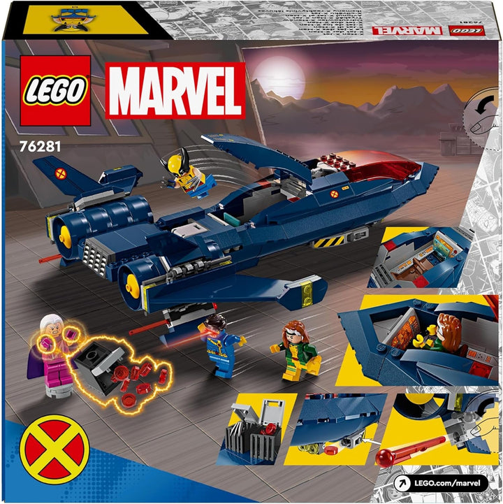 LEGO Marvel X-Jet The X-Men, model de avion de construit cu figuri, inclusiv Wolverine și Rogue, jucărie cu supereroi pentru copii, cadou pentru băieți și fete de la 8 ani 76281