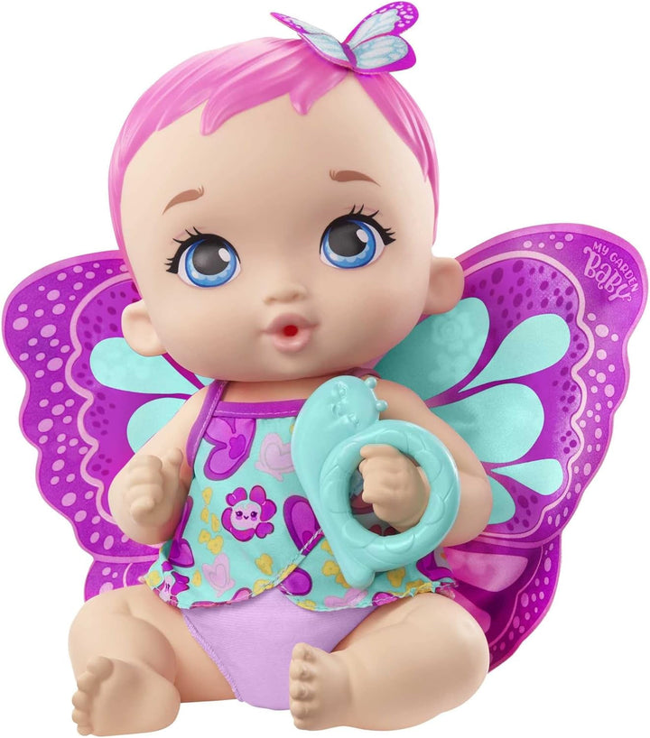 My Garden Baby GYP10 - Păpușă fluture pentru hrănit și îmbrăcat (30 cm), cu scutec reutilizabil, haine și aripi detașabile, jucărie pentru copii de la vârsta de 2 ani