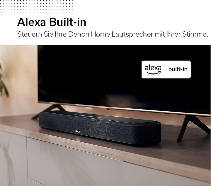 Denon Home Sound Bar 550 Kompakte Heimkino Soundbar Mit Dolby Atmos, DTS:X, Alexa Built-In, WLAN, Bluetooth, Airplay 2, HEOS Built-In, HDMI Earc, 4K Ultra-Hd, Dolby Vision, HDR10, Schwarz