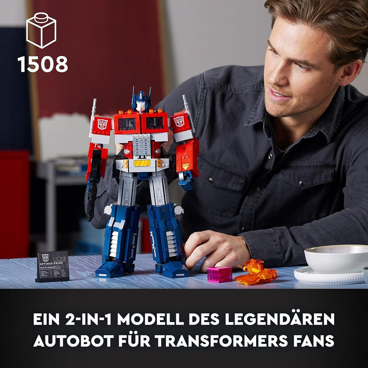 LEGO 10302 Icons Optimus Prime Set, 2In1 Robot Figura și camion Model, Transformers Toy Model Kit pentru adulți, Ziua de naștere sau Crăciun cadou pentru bărbați, femei, ea și el