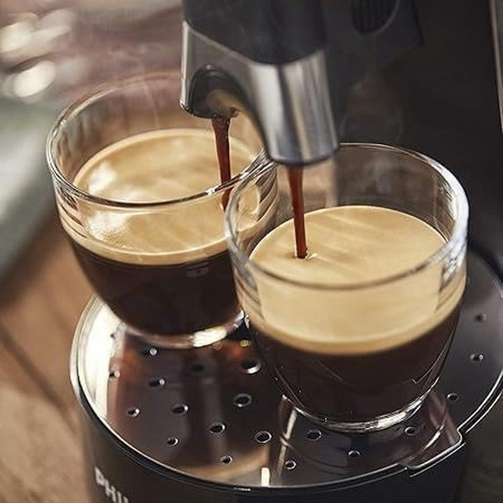 Aparat de cafea cu doze Philips Senseo Select Eco, negru/marcat - Alegerea intensității cafelei plus funcție memo, Fabricat din plastic reciclat (CSA240/20)
