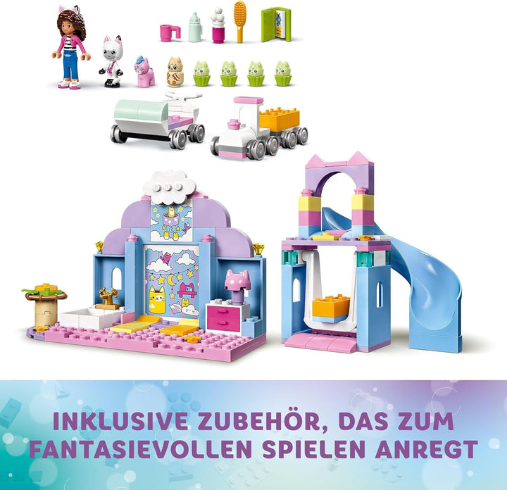 LEGO 4+ Gabby's Dollhouse Gabby's Little Kitty Ears, set cu animale pentru jocuri de rol, jucărie pentru copii cu tobogan și figuri, cadou pentru fete și băieți, jucărie pentru jocuri creative 10796