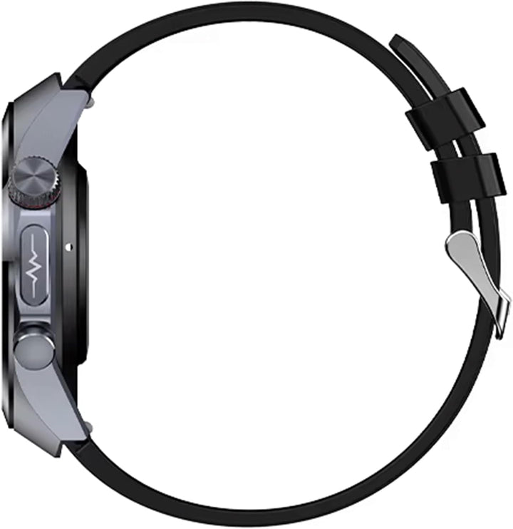 PRO 3 Plus rotund (2025), ceas de sănătate smartwatch cu funcție de telefonie, ECG toracic plus HRV și funcție SOS, ecran AMOLED- BT Bluetooth, apnee de somn, curea de silicon negru, 14-24