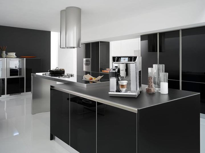 Aparat de cafea complet automat De'Longhi Primadonna Elite ECAM 656.55.MS Cu sistem de lapte Lattecrema, cappuccino și espresso, afișaj color cu ecran tactil TFT de 3,5 inchi și control prin aplicație, față din oțel inoxidabil, argintiu