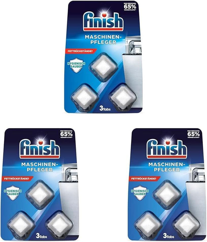 Finish Machine Cleaner Tabs - Pastile pentru mașina de spălat vase împotriva murdăriei și grăsimii din interiorul mașinii de spălat vase, 3 pastile