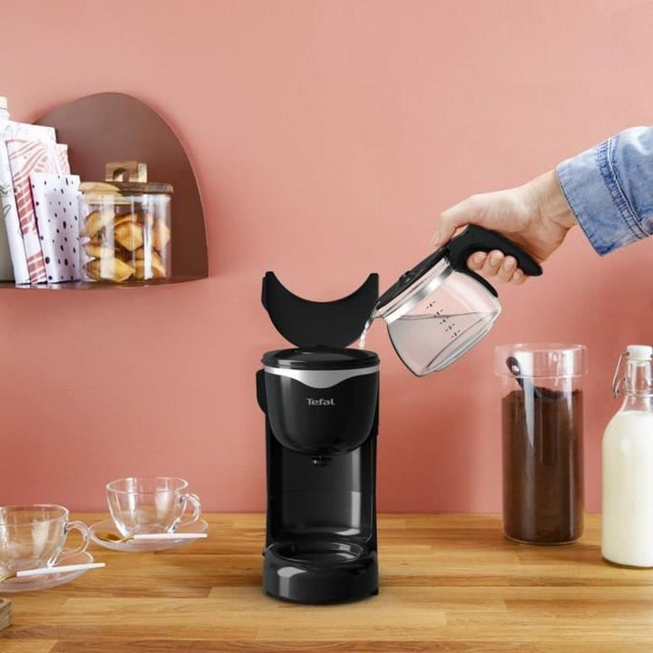 Tefal CM3408 Cafetieră mini din sticlă (600 W, 6 cești) negru/oțel inoxidabil, CM340811