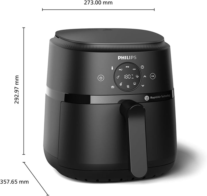 Philips Airfryer 2000-Serie 4,2L - Digitaler Touchscreen, 13 Garoptionen, 9 Voreingestellte Funktionen, Bis Zu 90% Weniger Fett Mit Rapidair Technologie, 1500W Leistung, Schwarz (NA229/00)