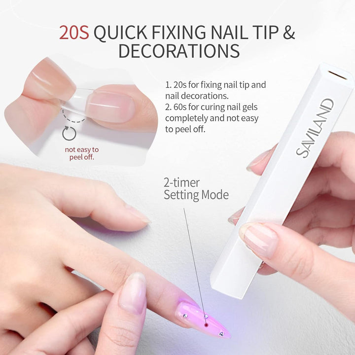 Saviland U V Lampe Für Gelnägel: Mini U V Lampe Für NägelSchützen Sie Die Haut Wiederaufladbar Klein LED Nagellack Trocknergerät Für Nagellack Aufbaugel Nail Tips Nagelkleber Geschenke Für Frauen