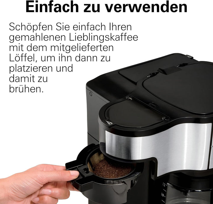 Hamilton Beach aparat de cafea cu sistem dublu de preparare, cu cană de călătorie, până la 12 cești de cafea, filtru programabil, aparat de cafea complet automat, 1,8 litri, negru (49980A-CE)