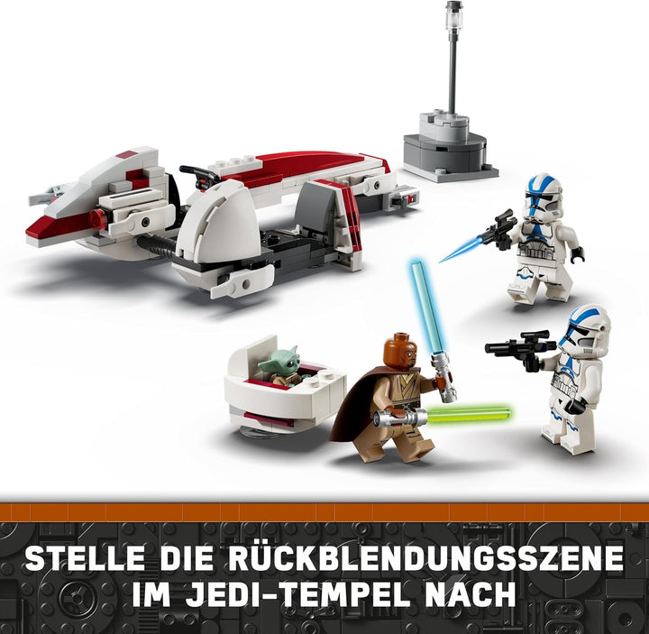 LEGO Star Wars Escape With The BARC Speeder, the Mandalorian Set, Toy Bike With Sidecar, Includes The Figures Kelleran Beq And Grogu, Gift For Boys And Girls From 8 Years 75378