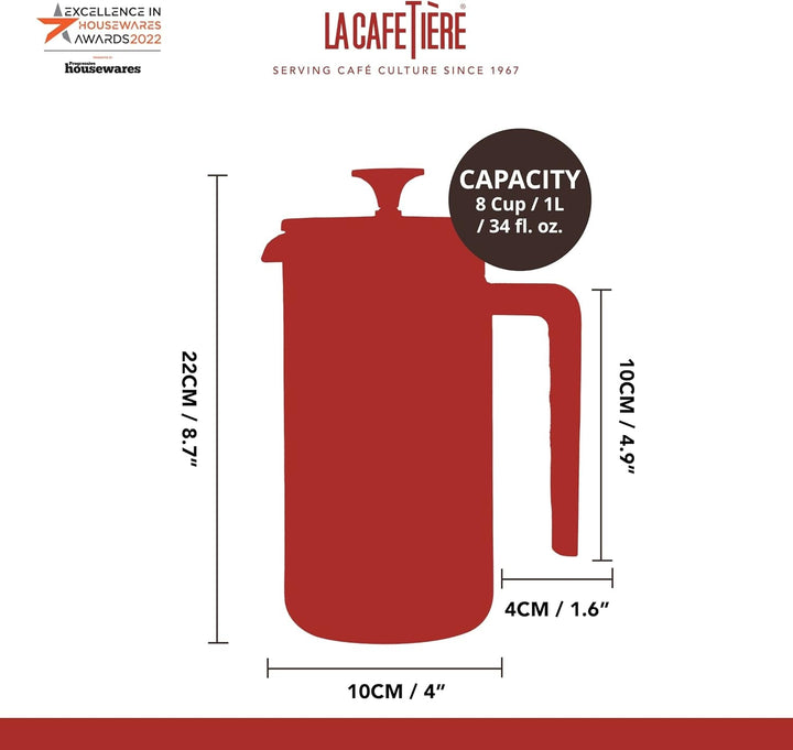 La Cafetière Pisa Cafetieră, oțel inoxidabil, 8 căni, verde, în cutie cadou, crem