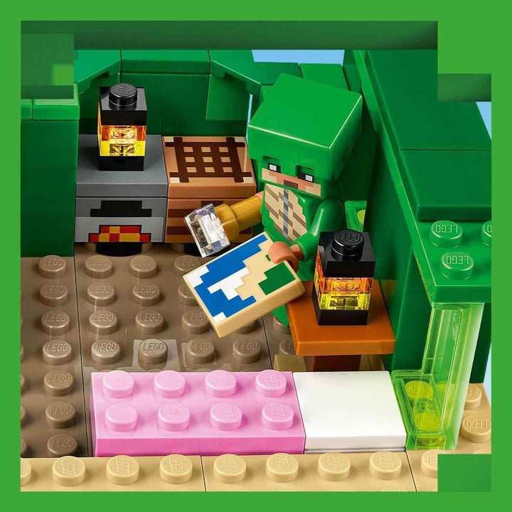 LEGO Minecraft The Turtle Beach House, casă de jucărie cu accesorii pentru fete și băieți de la 8 ani, set cu animale și personaje din jocul video, cadou pentru gameri 21254
