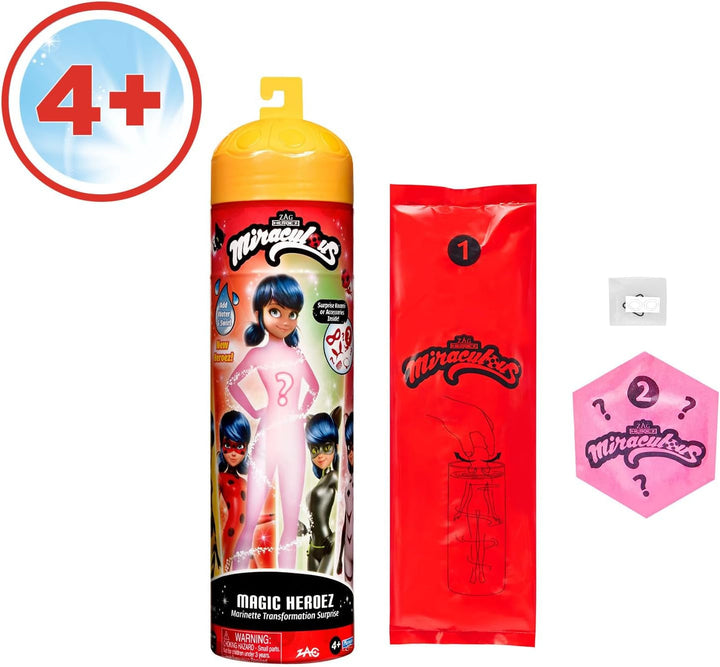 Bandai - Miraculous Ladybug - Doll Marinette Colour Change Surprise - Păpușă articulată Miraculous, 26 Cm + 3 surprize - Model aleatoriu - P50390