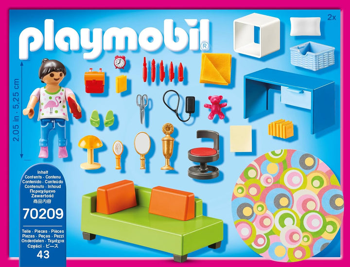 Casă de păpuși PLAYMOBIL 70209 Cameră de tineret cu figurină de fată și accesorii, de la 4 ani