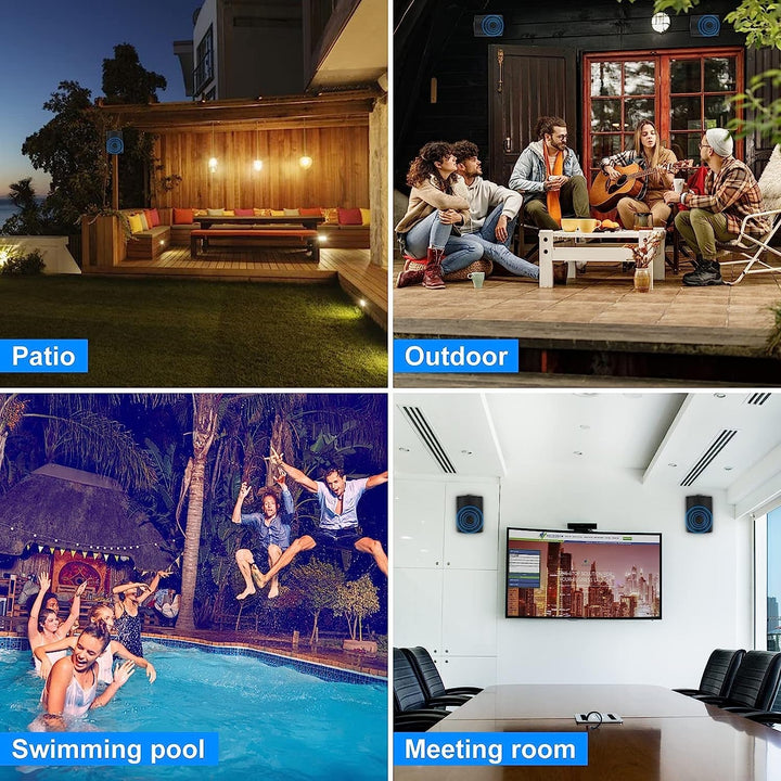 Herdio 5,25 Zoll Außenlautsprecher Wasserdicht Verdrahtet 600Watt Wandmontage-Outdoor Lautsprecher Superior Stereo Dome Tweeter Allwetter Für Indoor- Outdoor Patio Porch (4 Schwarze Lautsprecher)