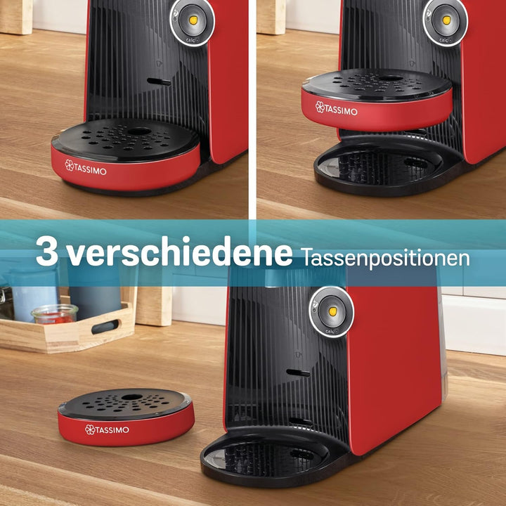 Mașină de cafea cu capsule Bosch Tassimo Finesse TAS16B7 Mașină de cafea By, 70 de băuturi, cafea mai intensă la apăsarea unui buton, deconectare automată, dozare perfectă, economie de spațiu, 1400 W, roșu