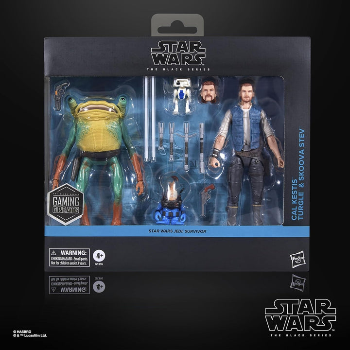 Star Wars seria neagră Cal Kestis, Turgle & Skoova Stev, Star Wars Jedi: Survivor Figuri de acțiune de colecționat (Scară 15 Cm)
