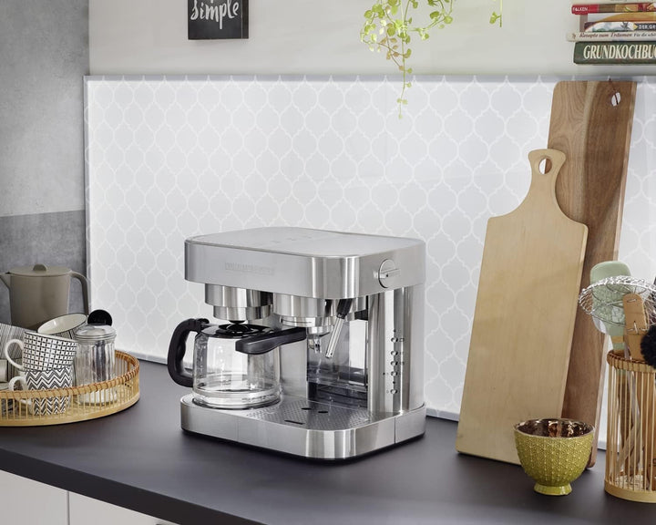 Rommelsbacher Coffee/Espresso Centre EKS 3010 - Mașină de cafea cu filtru, cană de sticlă, suport pentru sită, inserție filtru pentru 1 sau 2 cești, duză pentru spumă de lapte/apă caldă, cantitate de umplere a ceștii programabilă
