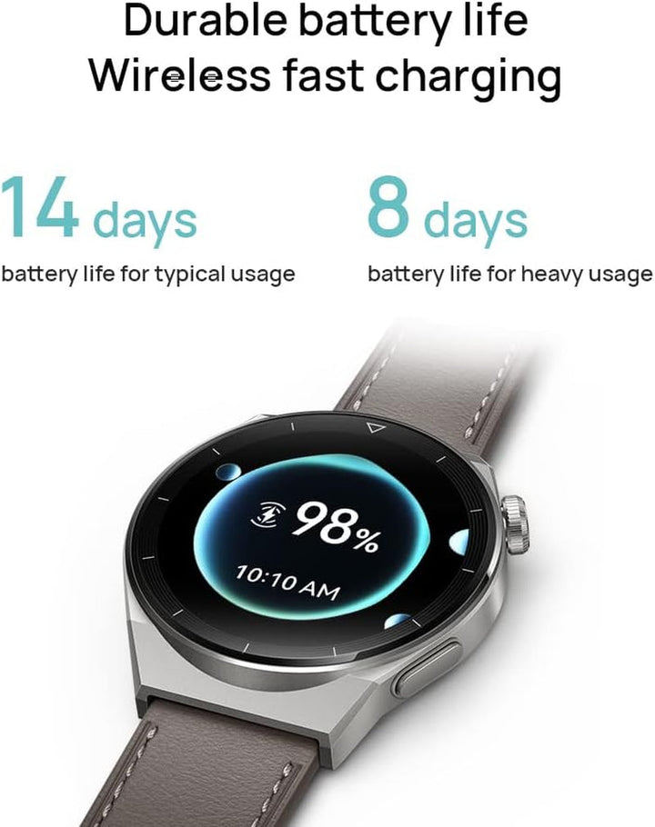 Ceas inteligent Huawei Watch GT 3 Pro 46mm, carcasă din titan, cristal de safir, mod de scufundare, durată lungă de viață a bateriei, încărcare wireless, monitorizarea ritmului cardiac și SpO2, apeluri prin Bluetooth, versiune germană, maro