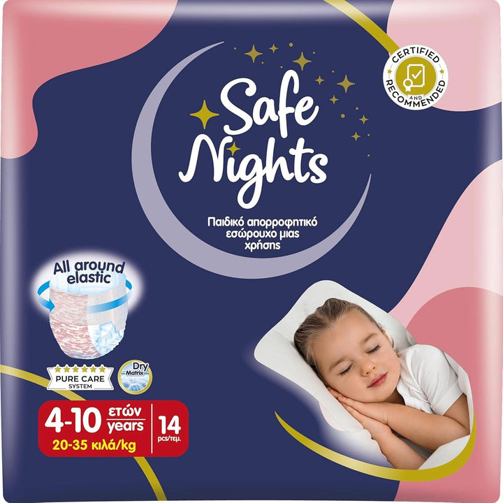 Safe Nights Boy, Höschen Für Die Nacht, Für Kinder Von 8-16 Jahren (30-50 Kg), 14 Stück