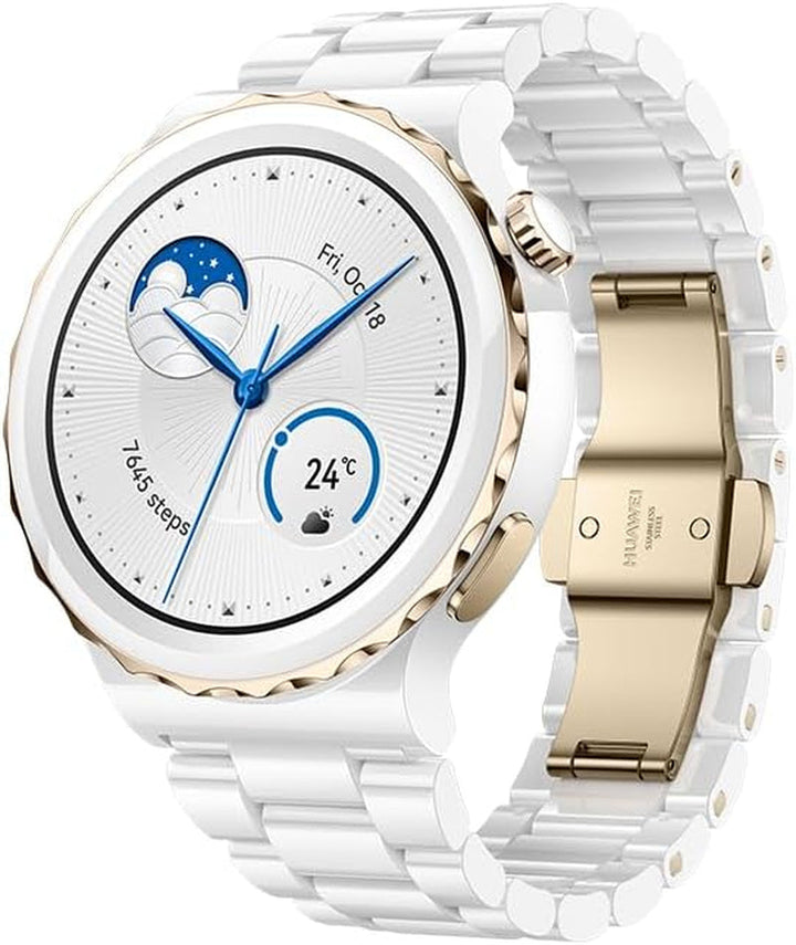 Ceas inteligent Huawei Watch GT 3 Pro 46mm, carcasă din titan, cristal de safir, mod de scufundare, durată lungă de viață a bateriei, încărcare wireless, monitorizarea ritmului cardiac și SpO2, apeluri prin Bluetooth, versiune germană, maro