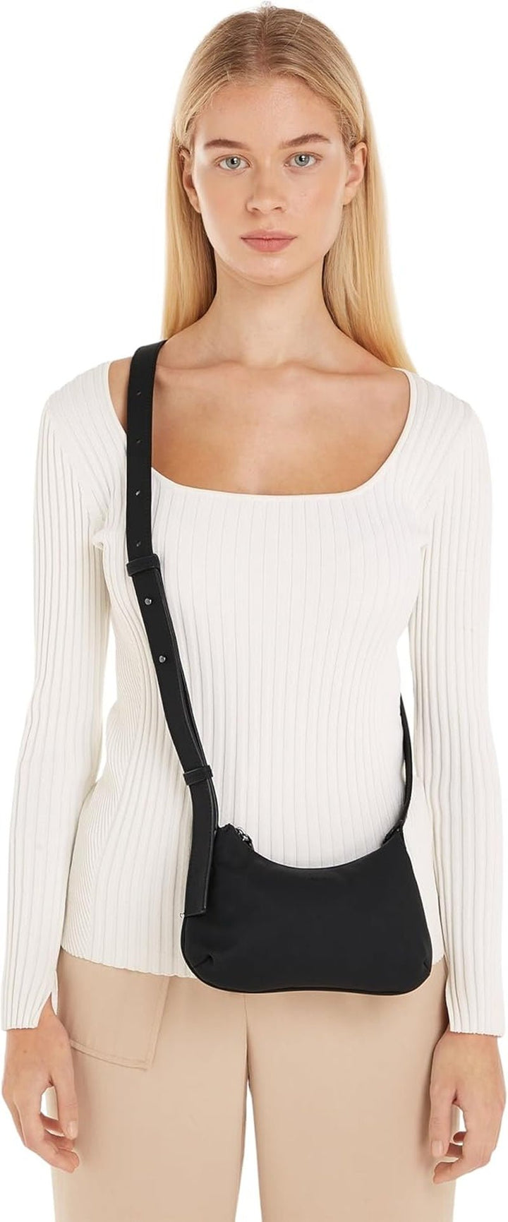 Calvin Klein sac de umăr Crossbody Klein cu fermoar, negru (Ck Black), mărime naturală Genti Femei Naty Shop