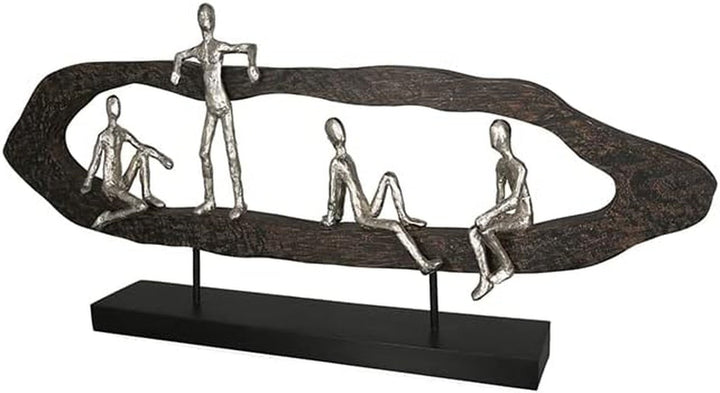 Casablanca design modern GILDE Deco Sculptura Figura - Best Friends - Hang Out Argint, lemn/aluminiu - lățime 75 cm Statuete si sculpturi Naty Shop