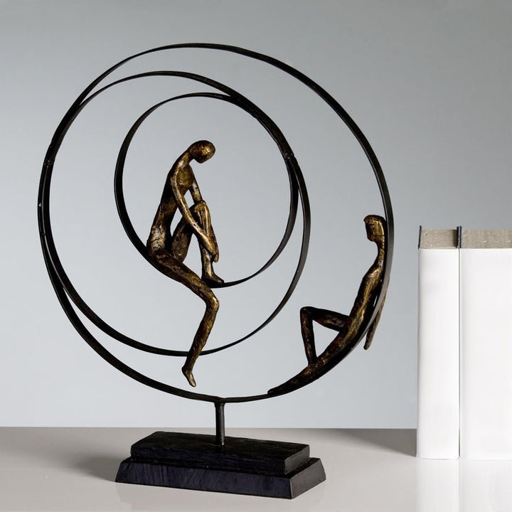Casablanca sculptură decorativă figurină - Fabricat din rășină sintetică - Model: Patience - Culori: Bronz Negru - Decorativ camera de zi - Înălțime 41 cm Statuete si sculpturi Naty Shop