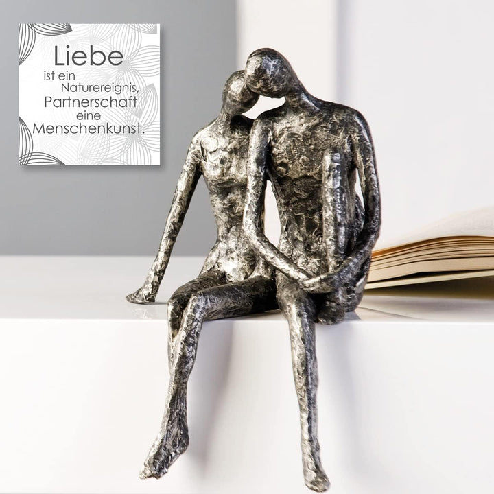 Casablanca Sculptură - Figurină decorativă Cuplu - Poliresină - Culoare: argint antic Înălțime 25 cm Statuete si sculpturi Naty Shop