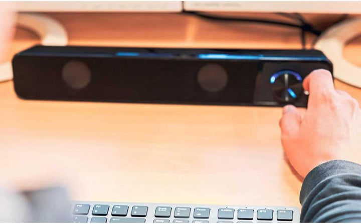 Speedlink BRIO Stereo Soundbar – Computer-Soundbar, Exzellente Audioqualität, 12 Watt, 2X 3,5Mm-Klinkenstecker Anschluss, USB a Stecker, Lautstärkeregler, Kopfhörer- & Mikrofonbuchse, Schwarz