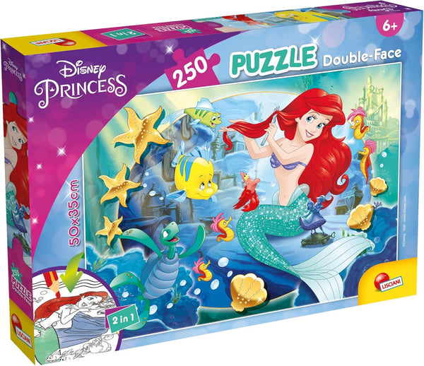 Lisciani - DISNEY Puzzle Ariel - Recreează și colorează scenele din cutiile tale preferate - de la 7 ani - PUZZLE DE MARE DIMENSIUNE cu 250 de piese - Încurajează dexteritatea