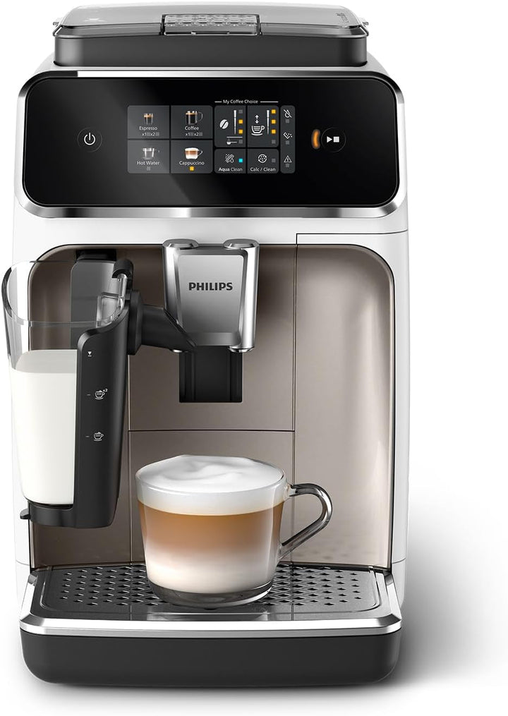 Aparat de cafea complet automat Philips seria 2300 - 4 băuturi, ecran tactil color modern, sistem de lapte Lattego, Silentbrew, râșniță 100% ceramică, filtru Aquaclean. Negru mat (EP2330/10)