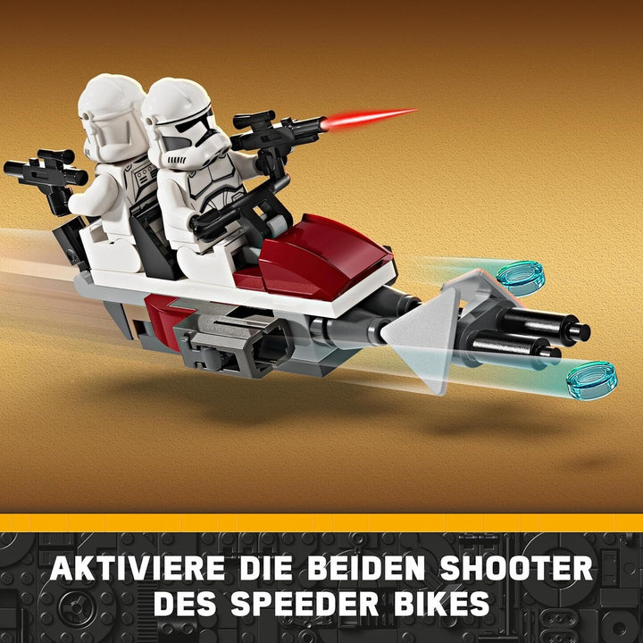 LEGO Star Wars 75372 Clone Trooper & Battle Droid Battle Pack, Incl. 4 minifigurine, 5 droizi și motocicletă speeder cu shooter - Jucărie de construcție pentru băieți și fete cu vârsta de peste 7 ani
