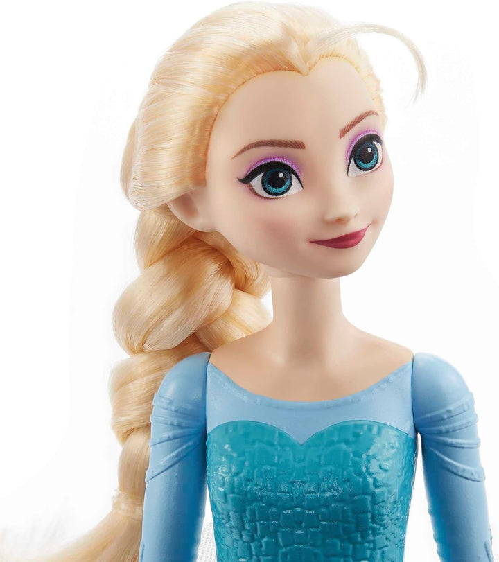 Mattel Disney The Ice Queen Elsa Doll, The Ice Queen Doll, păr blond pieptănat, mobilă, pantofi detașabili, cadouri Disney, jucării de la 3 ani, HLW47