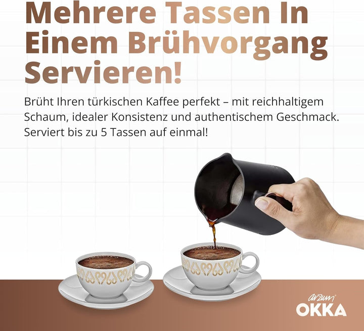 Arzum Okka MINIO JET filtru de cafea turcească, 400 W, capacitate de 5 cești, protecție la revărsare, sistem de avertizare acustică, filtru de cafea turcească, negru/portocaliu