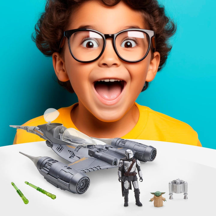 Star Wars Epic Hero Series N-1 Starfighter of the Mandalorian, Figuri de acțiune mari și accesorii captivante pentru manevre palpitante, cadou captivant