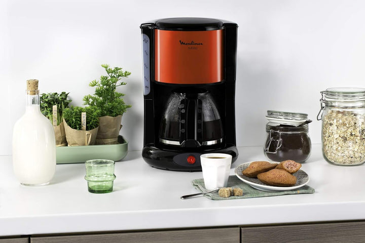 Espressor Subito cu filtru, cană de sticlă, 10-15 cești, capacitate 1,25 l, funcție de oprire automată, filtru detașabil, indicator nivel apă, oțel inoxidabil, roșu/negru, FG360D