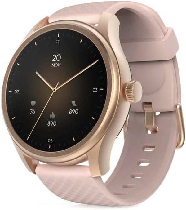 Hama Smartwatch (ecran color de 1,38", funcție telefon, Whatsapp, e-mailuri etc., asistent vocal, rezistent la apă, monitor de somn, 100 de sporturi + ritm cardiac, oxigen din sânge, calorii etc.) rosé