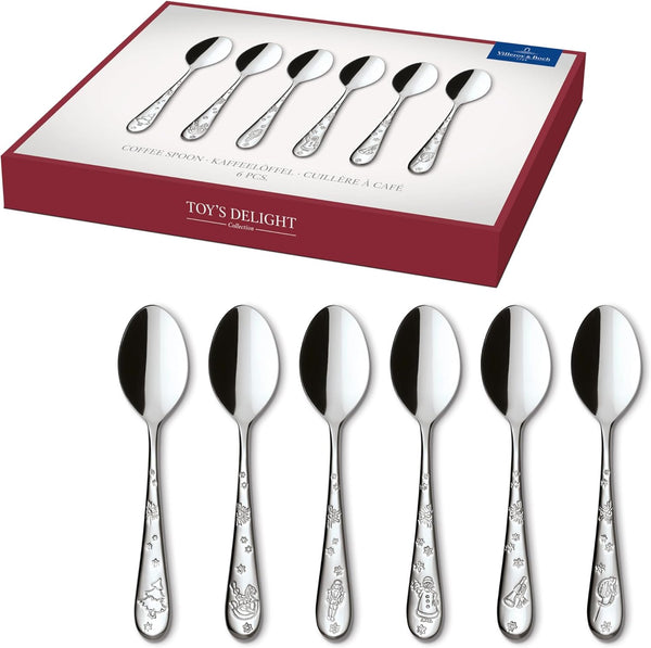 Villeroy & Boch – Toy'S Delight Kaffeelöffel Set 6 Teilig Silber Platin, Spülmaschinenfest, Kaffeelöffel Besteck Set Rostfrei, Besteckset Kleine Löffel, Edelstahl