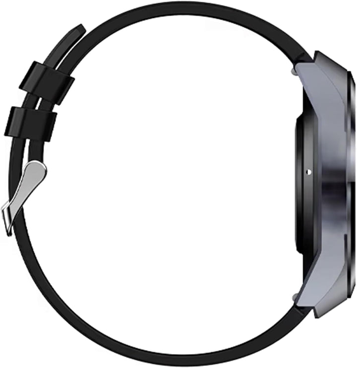 PRO 3 Plus rotund (2025), ceas de sănătate smartwatch cu funcție de telefonie, ECG toracic plus HRV și funcție SOS, ecran AMOLED- BT Bluetooth, apnee de somn, curea de silicon negru, 14-24