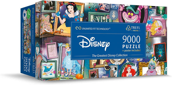 Trefl 81020 9000 piese, Puzzle jigsaw mare, Cel mai gros carton, Organic, EKO, Colaj cu personaje de basm, Divertisment pentru adulți și copii de la 12 ani, Disney, cea mai mare colecție Disney