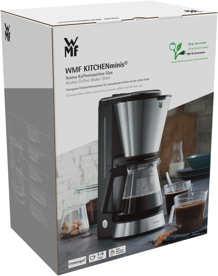 WMF Küchenminis Aroma filtru de cafea cu ulcior de sticlă, filtru de cafea, filtru de cafea mini 5 cești, placă de încălzire cu oprire automată, 760 W