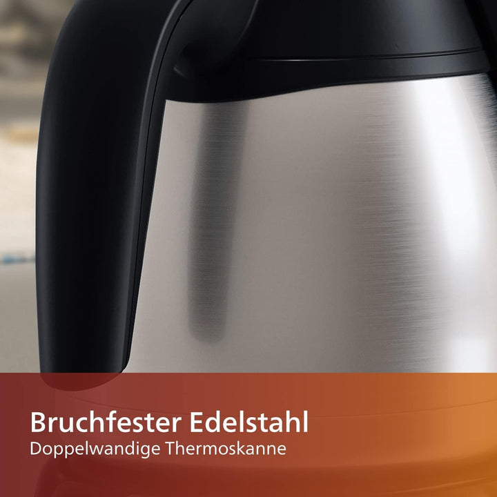 Espressor cu filtru Philips – termos de 1,2 litri, până la 15 cești, oțel inoxidabil, argintiu/negru (HD7546/20)