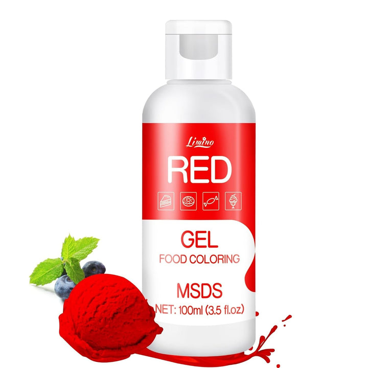 Lebensmittelfarbe Gel - 100Ml Gel Lebensmittel Farben Für Kuchen, Backen, Kekse, Macaron - Zuckerfrei Konzentrierte Farbe Food Coloring Für Tortendeko, Getränken, Osterei, DIY Slime (Weiß) Naty Shop Rot