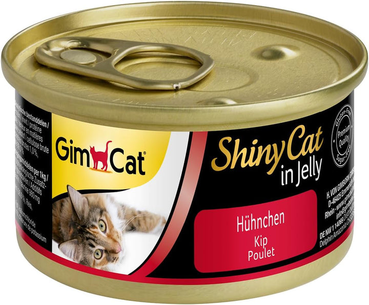 Gimcat Shinycat in Jelly Tuna - hrană umedă cu pește și taurină pentru pisici - 24 cutii (24 X 70 G)