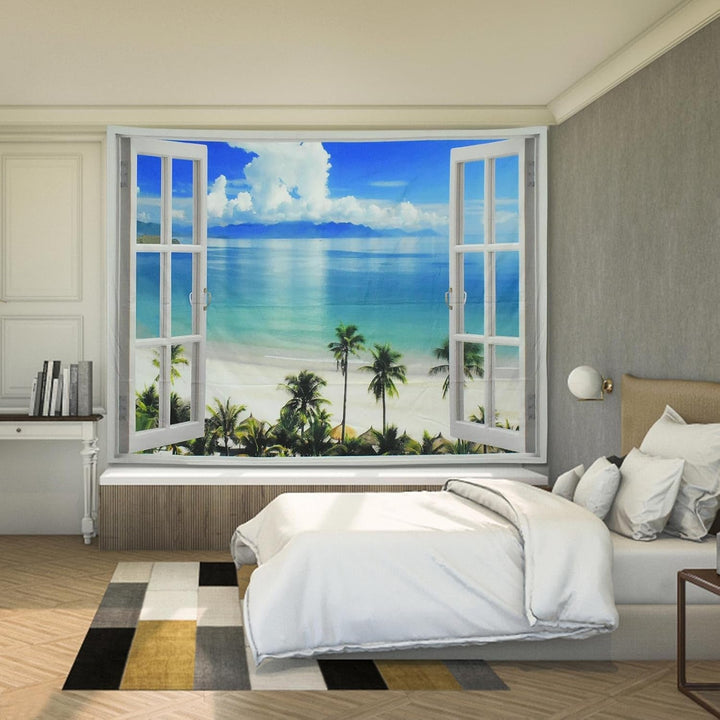 Covor tapiserie fereastra estetic poliester mare plaja Casa - Accesorii si Decoratiuni Naty Shop