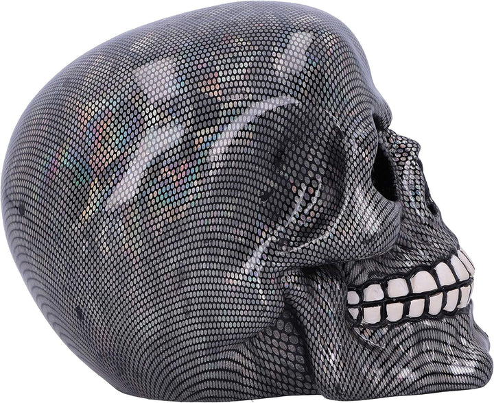 Craniu din plasă de pește argintiu holografic Ornament craniu din plasă de pește argintiu holografic, argintiu, 16,5 cm Statuete si sculpturi Naty Shop