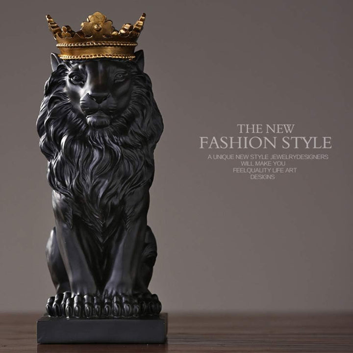 Crown Lion Statue, Sculpturi negre, Figurine de leu din rășină pentru bărbați, Art Statue Ornaments pentru Home Office Living Room Bookshelf Table Desk Housewarming Décor Statuete si sculpturi Naty Shop