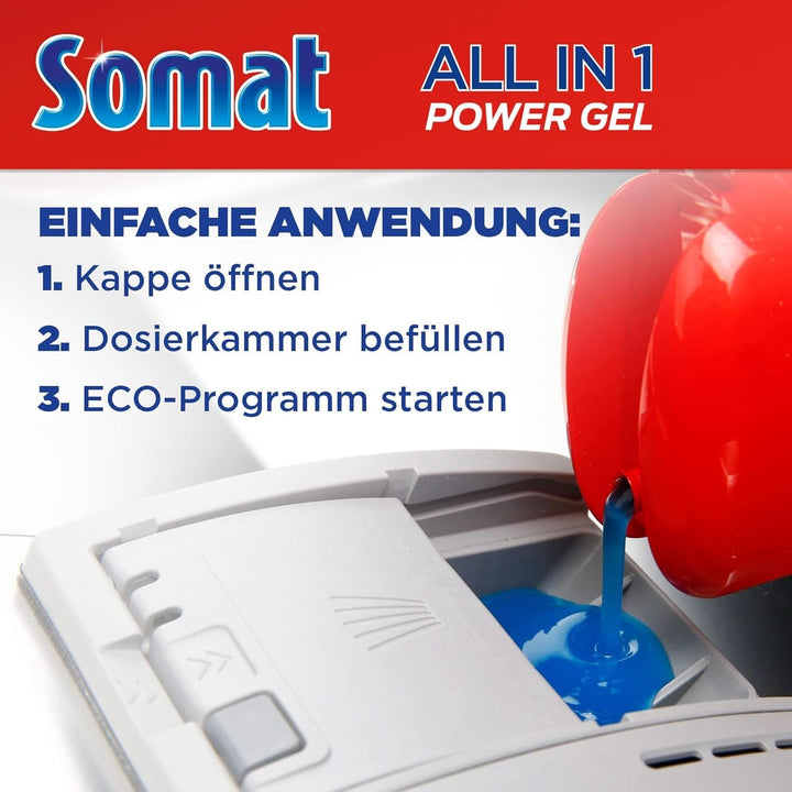 Somat All in 1 Power Gel (67 cicluri de clătire), Lichid de spălat vase pentru curățare puternică